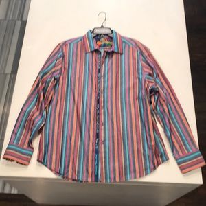 Robert Graham Mistletoe Striped Cotton Dress Shirt